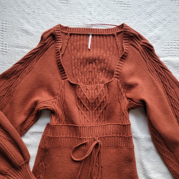 The Free People Emmaline Long Sleeve Sweater Dress in Cinnamon - Picture 4 of 13